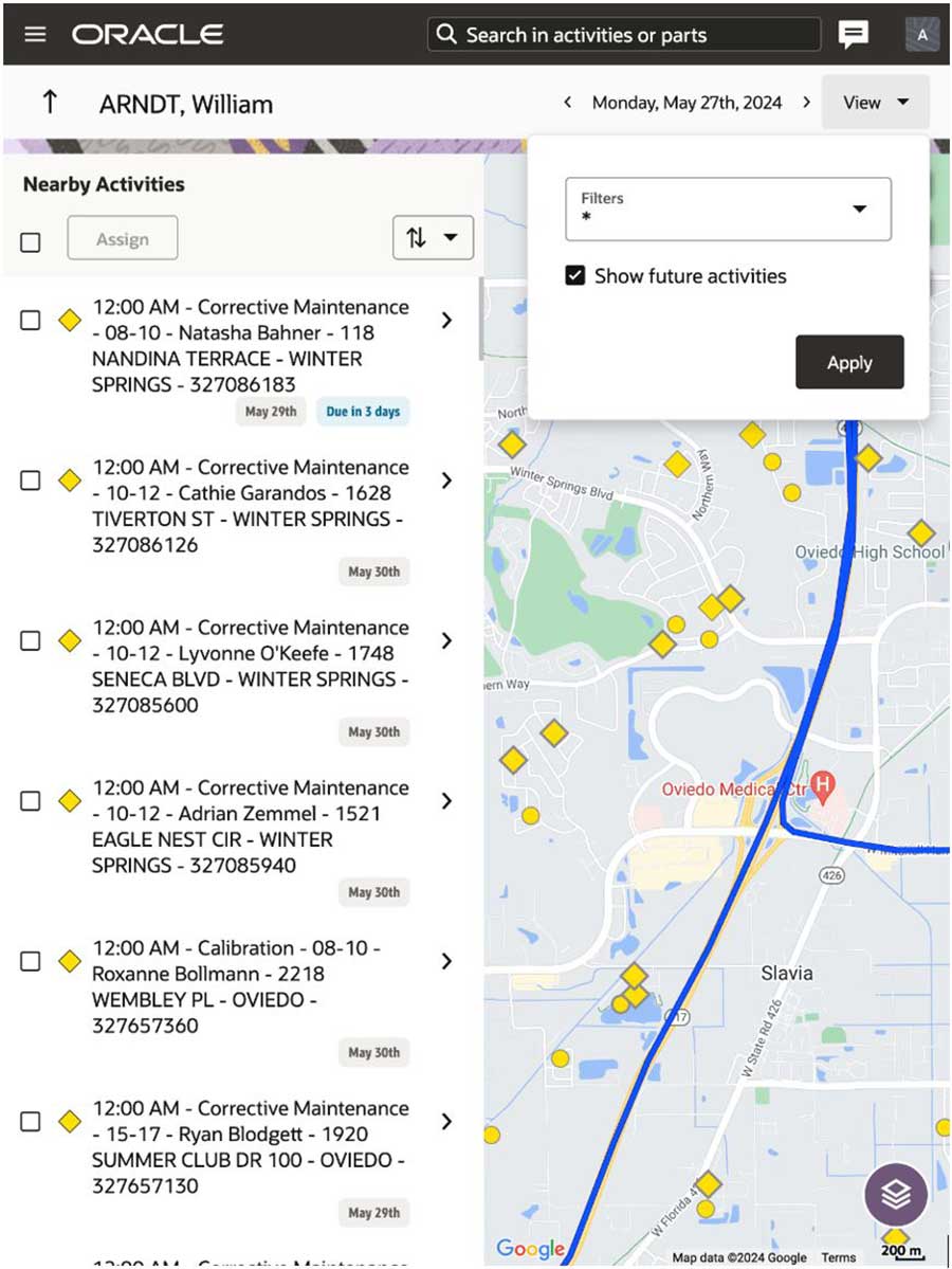 Oracle Field Service (OFS) - Map configuration